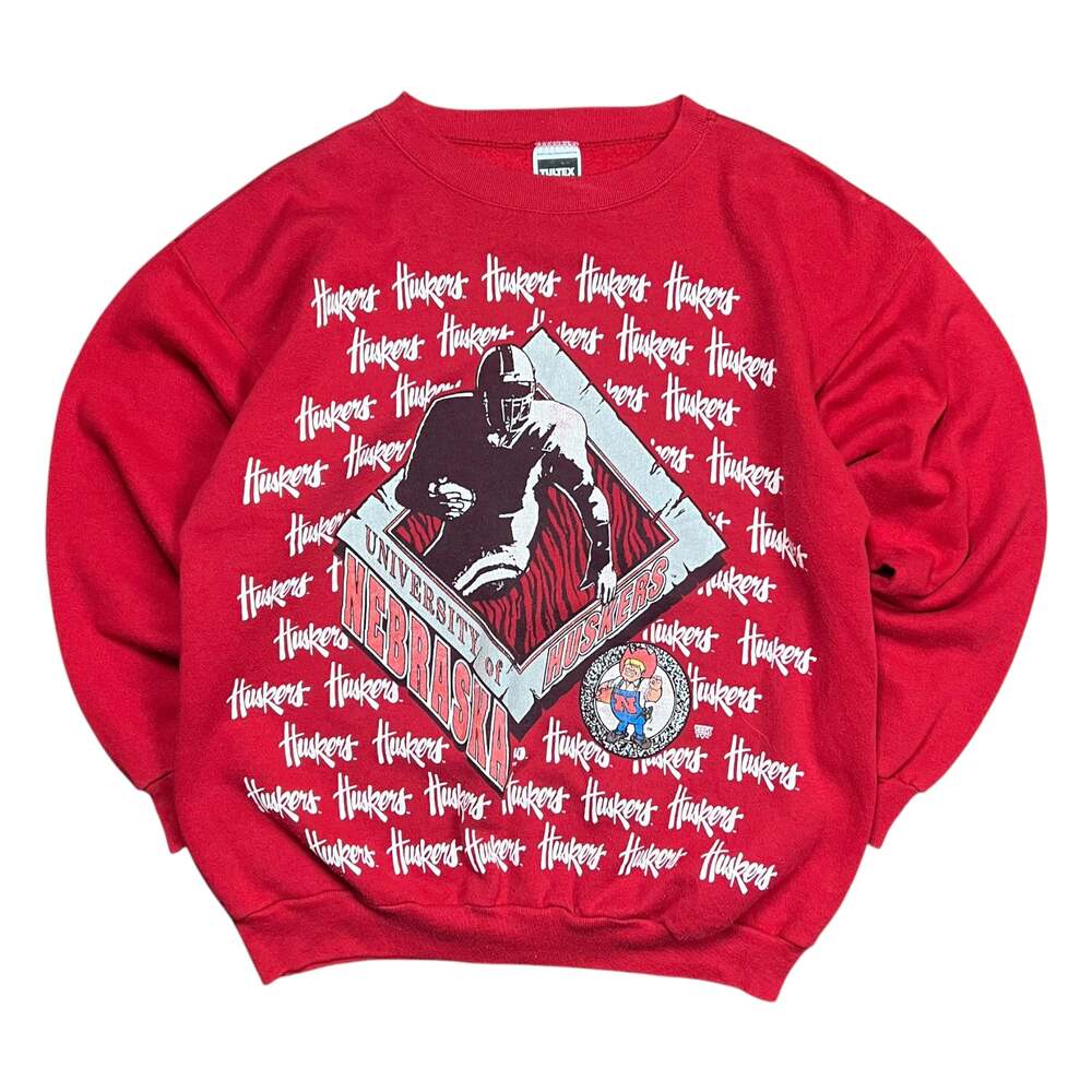 Vintage University of Nebraska Cornhuskers Collegiate Football Crewneck Sweatshi